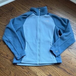 The North Face Two-Tone Light and Slate Blue Fleece Jacket, women’s small